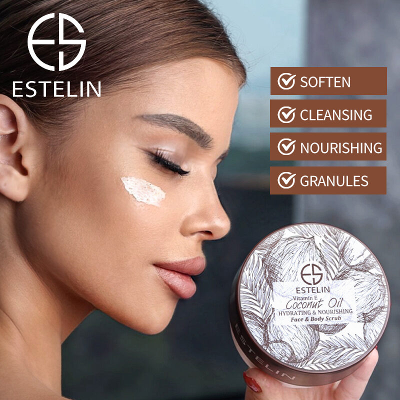 Estelin Coconut Oil & Vitamin E Hydrating & Nourishing Face & Body Scrub (250g) - Image 6