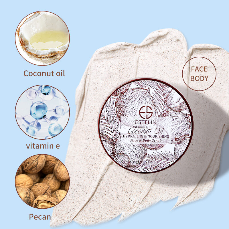 Estelin Coconut Oil & Vitamin E Hydrating & Nourishing Face & Body Scrub (250g) - Image 4