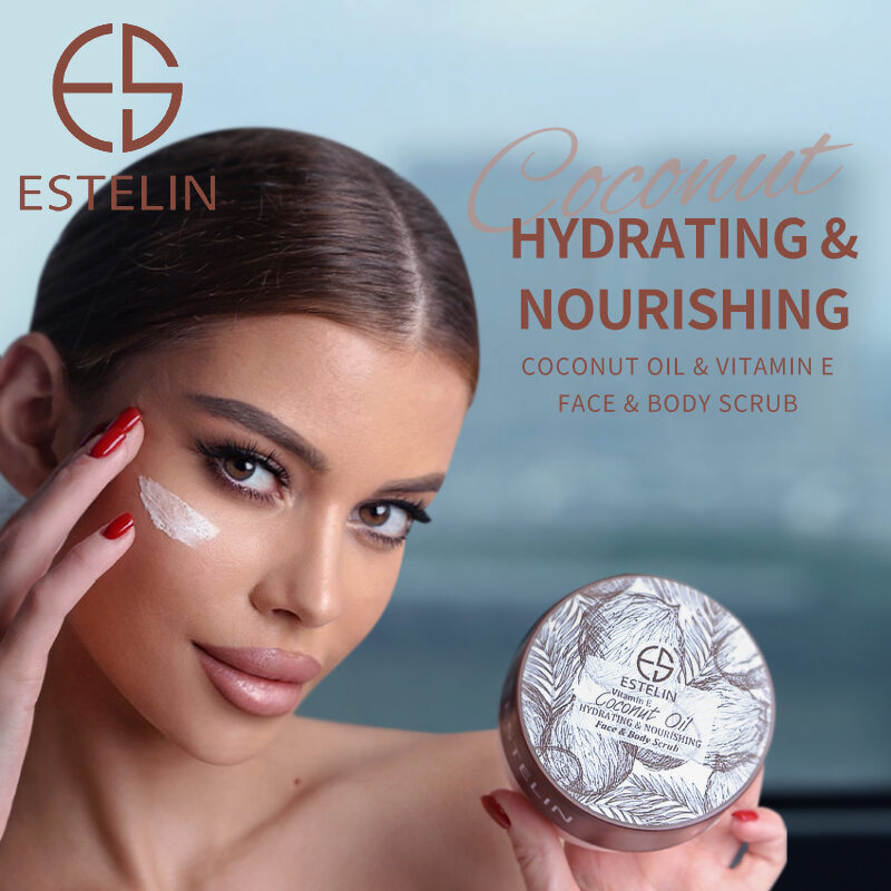 Estelin Coconut Oil & Vitamin E Hydrating & Nourishing Face & Body Scrub (250g) - Image 3