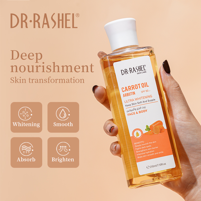 Dr Rashel Carrot Oil & Arbutin Face & Body Oil SPF 50+ (210ml) - Image 4