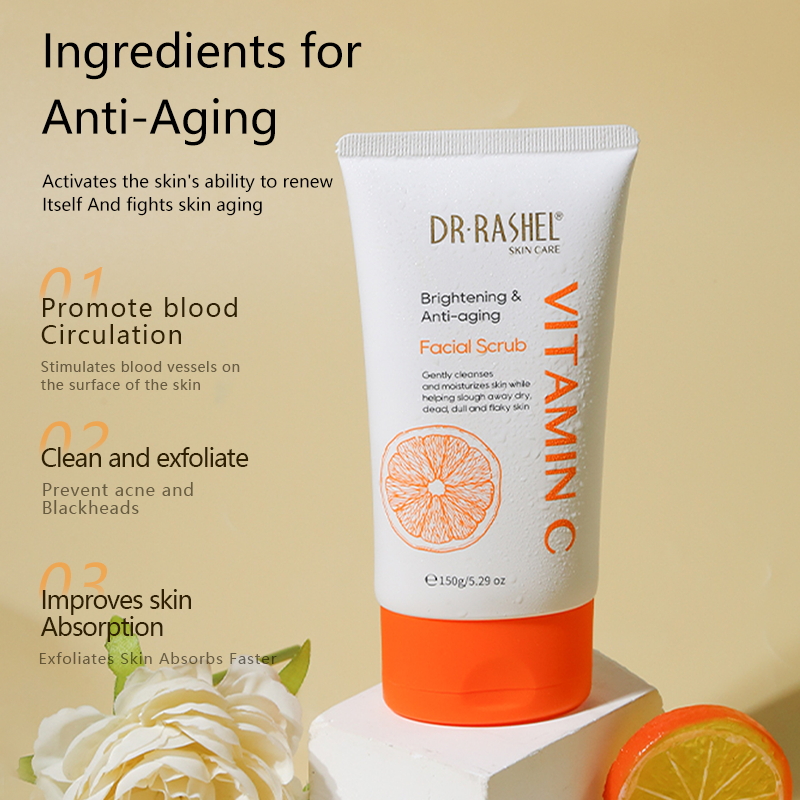 Vitamin C Brightening & Anti-Aging Facial Scrub (150g) - Image 4