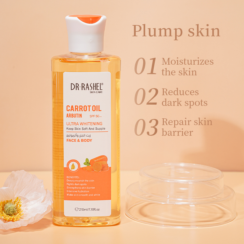 Dr Rashel Carrot Oil & Arbutin Face & Body Oil SPF 50+ (210ml) - Image 3
