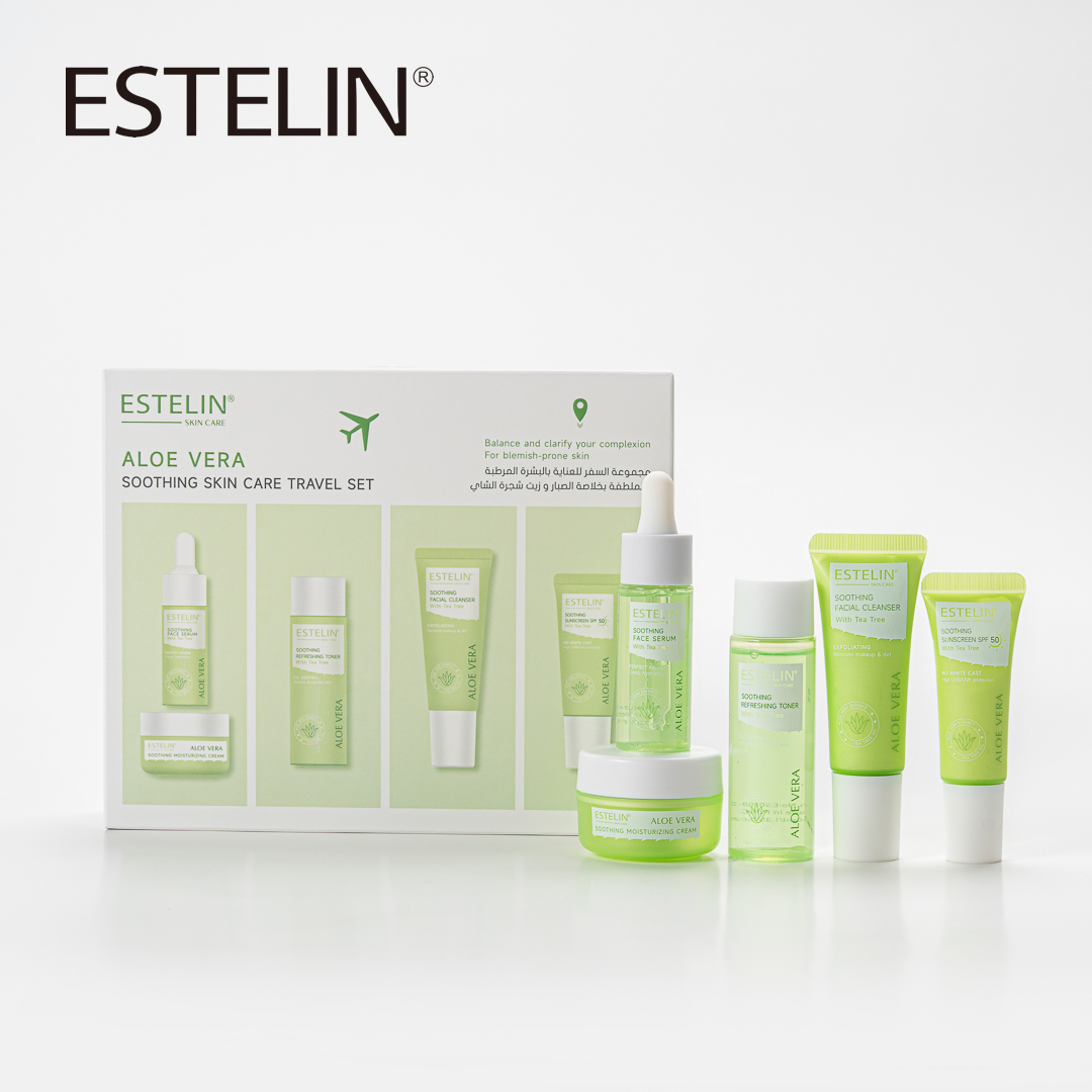 Estelin Aloe Vera Soothing Skin Care Travel Set (5pcs) with Tea Tree Oil - Image 7