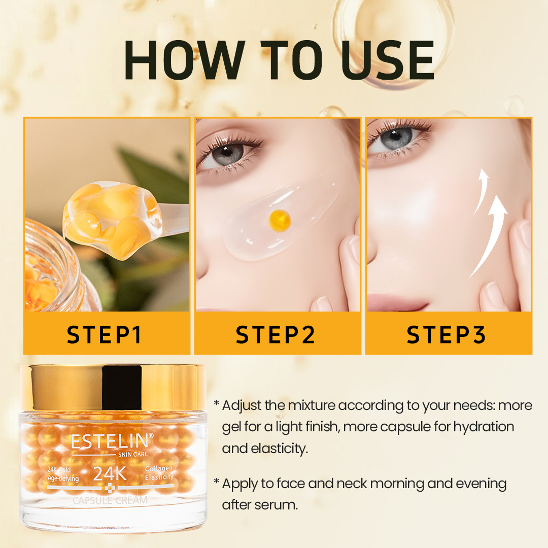 Estelin 24K Gold & Collagen Age-Defying Capsule Cream(60g) - Image 5
