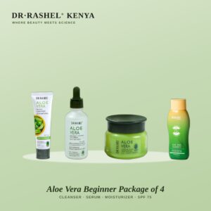 Aloe Vera Beginner Package of 4 - Cleanser, Serum, Moisturizer, SPF 75 Sunscreen