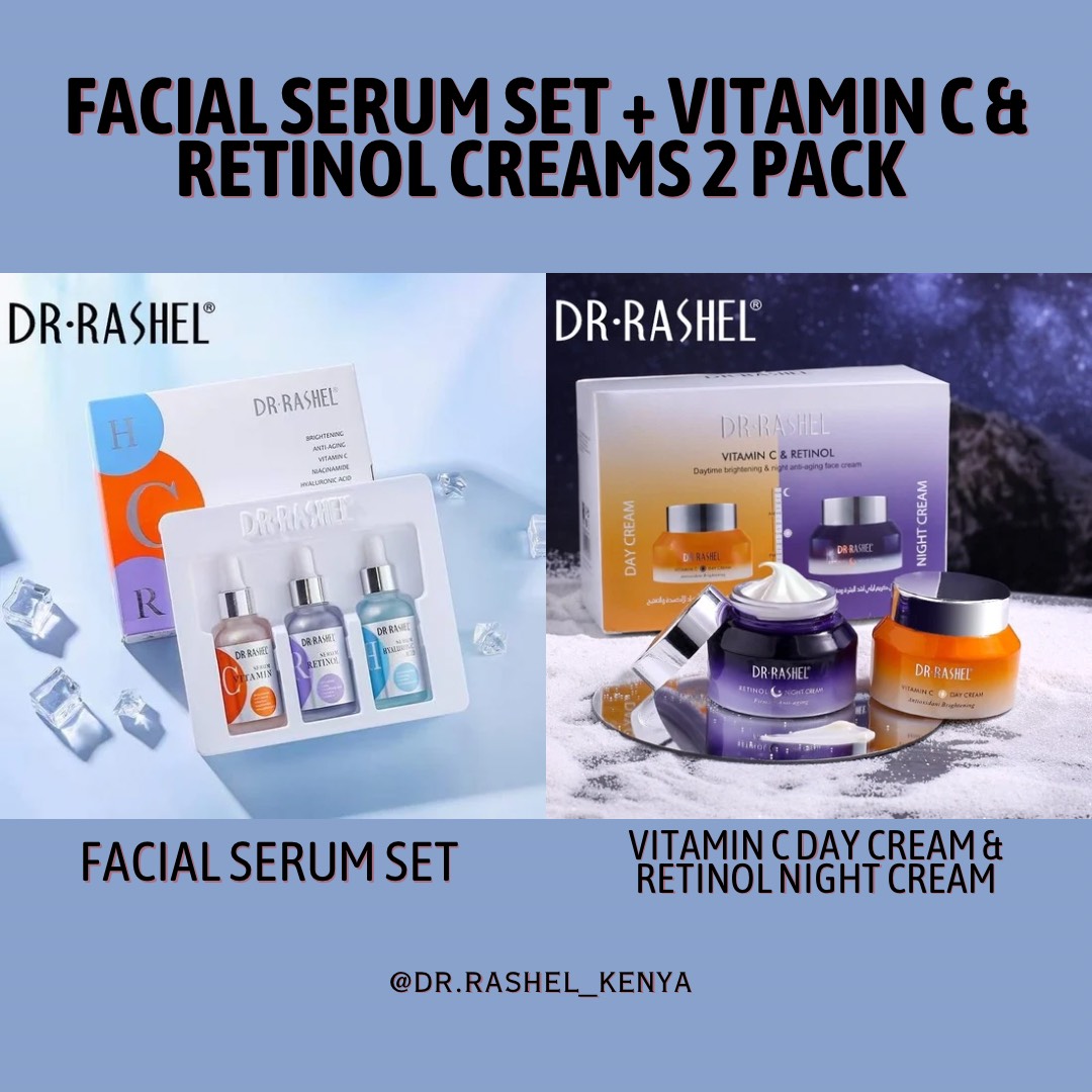 Facial Serum Set(3 Pack) + VC Day Cream & Retinol Night Cream (2 Pack)