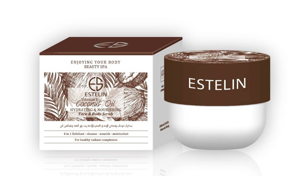 Estelin Coconut Oil & Vitamin E Hydrating & Nourishing Face & Body Scrub (250g)